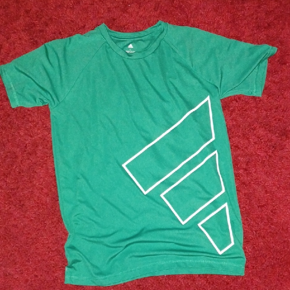 Green Adidas Kids Shirt with Geometric Design